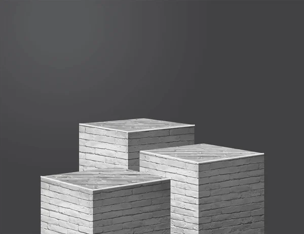 White Grunge Brick Wall Product Display Platforms Presentation Mock Show — Vector de stock