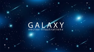 Soyut şekil ve yıldızlarla galaksi uzayı arkaplanı. Vektör illüstrasyonu