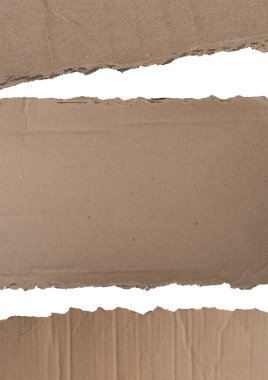 Set of torn Kraft Torn paper isolated on white background, Clipping paths for design work empty free space mock up product display presentation.