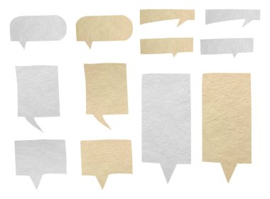 Set of Speech bubbles icons with paper texture background, isolated Clipping paths for design work empty free space