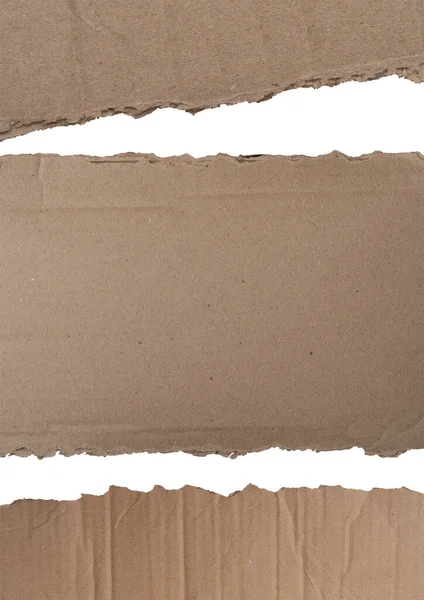 Set of torn Kraft Torn paper isolated on white background, Clipping paths for design work empty free space mock up product display presentation.