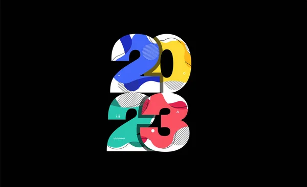 Number 2023 Happy New Year Abstract Liquid Shapes Design Modern — Wektor stockowy