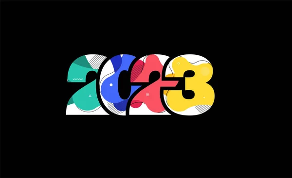 Number 2023 Happy New Year Abstract Liquid Shapes Design Modern — 图库矢量图片
