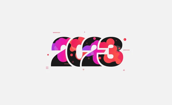 Abstract Liquid Shapes Design Number 2023 Happy New Year Modern — Wektor stockowy
