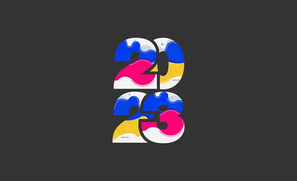 Logo 2023 Happy New Year Abstract Liquid Shapes Design Modern — 图库矢量图片