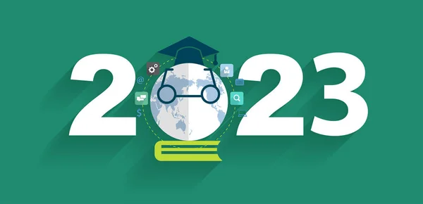 2023 Ano Novo Aprendizagem Conceito Ideia Rede Global Ilustração Vetorial —  Vetores de Stock