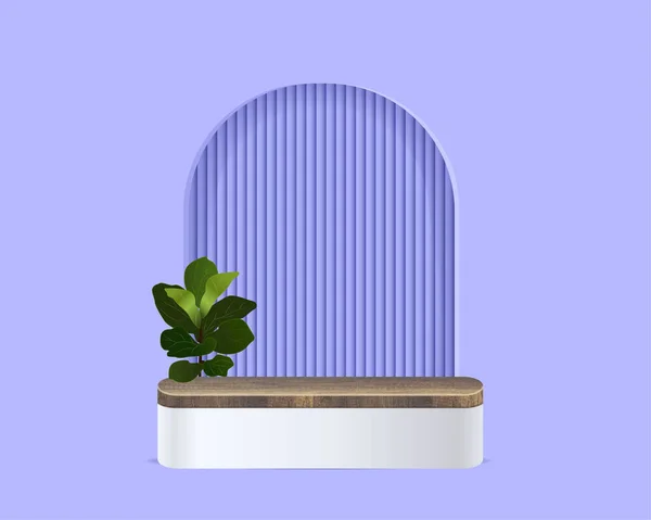 Affichage Produit Podium Bois Blanc Dans Fond Pastel Violet Minimal — Image vectorielle