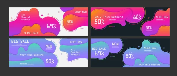 ベクトルバナーのセット動的色のフォームと流れる液体の形状を持つ抽象的な現代の幾何学的グラフィック要素 — ストックベクタ