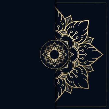 Altın ve yeşil renkli mandala tasarımı, çiçek mandala arka planı