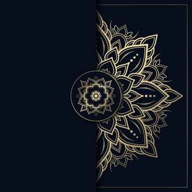 Altın ve yeşil renkli mandala tasarımı, çiçek mandala arka planı