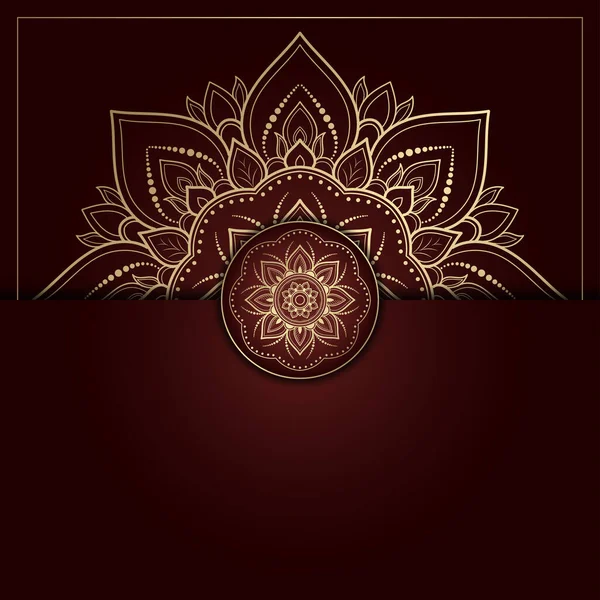 Mandala Design Mit Goldenen Und Roten Vintage Farbe Blumen Mandala — Stockvektor