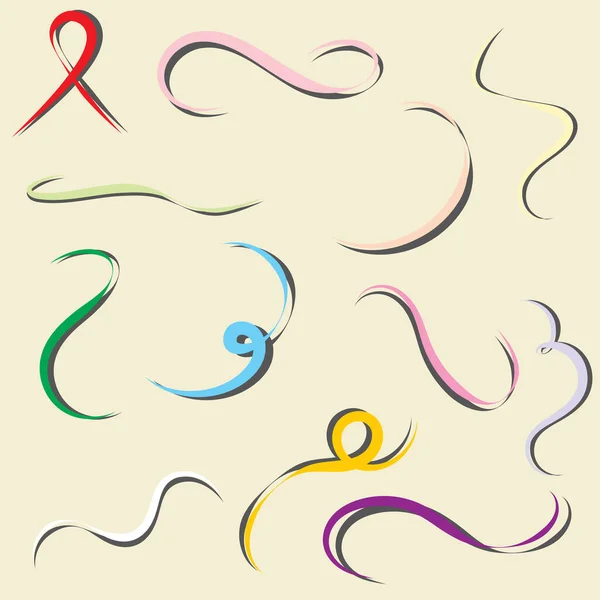 Curly Ribbon Shadow Handdrawn Illustration Svg File — Stock Vector