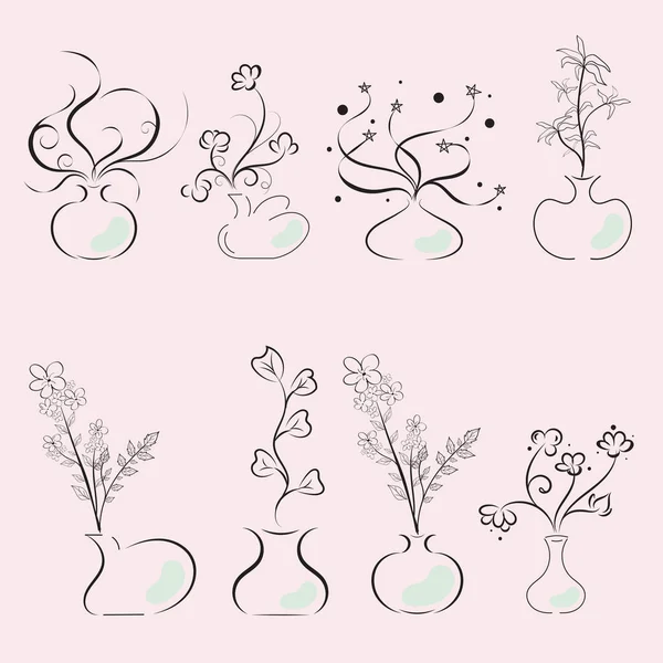 Аннотация Magic Flower Vase Organic Shapes Fantasy Flower — стоковый вектор