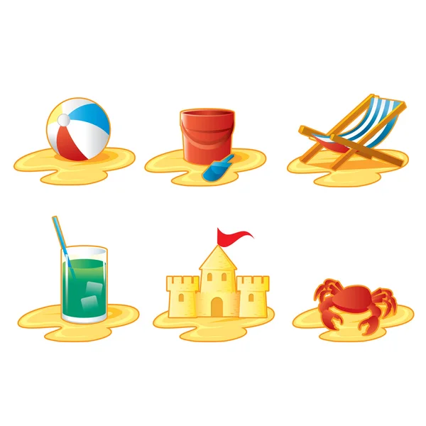 Set icona spiaggia — Vettoriale Stock