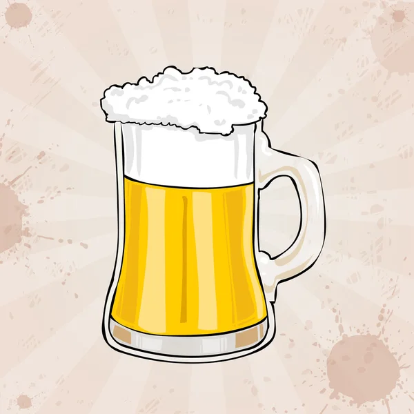 Beer mug, hand drawn on a background of old paper — Stock Vector