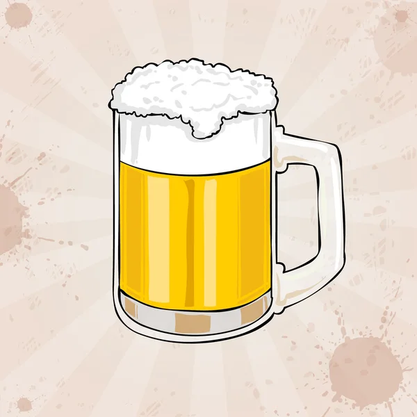 Beer mug, hand drawn on a background of old paper — Stock Vector