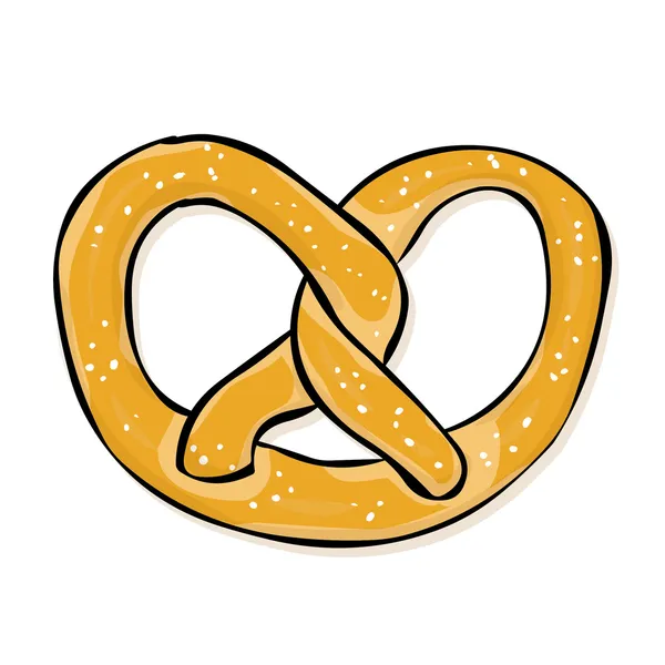 Handgezeichnete Brezel. Bier-Imbiss. — Stockvektor