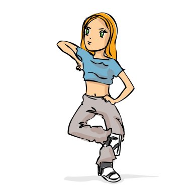 elle çizilmiş tarzı modern dansçı kız
