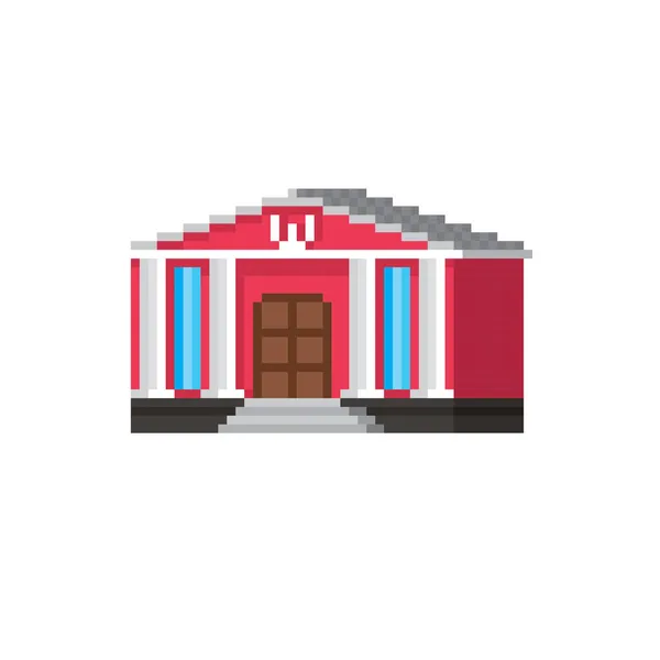 Icona Del Pixel Della Costruzione Del Teatro Elemento Design Logo — Vettoriale Stock