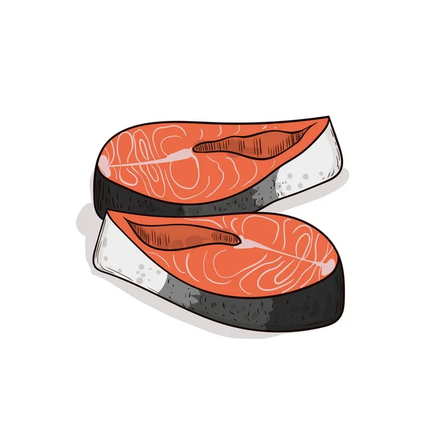 Des Steaks Truite Illustration Vectorielle Dessinée Main — Image vectorielle