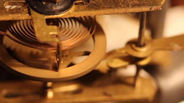 Rouler les roues et les engrenages à l'intérieur de la vieille horloge — Video