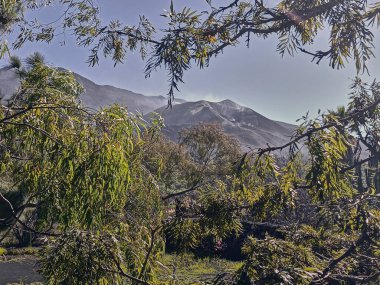 Cumbre Vieja volcano on La Palma burn out in January 2022, smoke