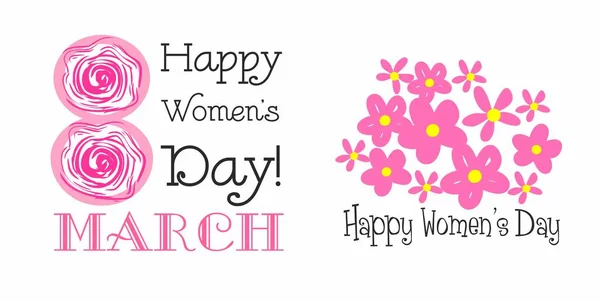 Logotipo Março Dia Das Mulheres Felizes Parabéns Para Meninas Dia —  Vetores de Stock