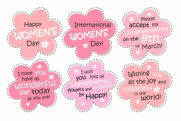 Março Feliz Dia Das Mulheres Parabéns Para Meninas International Women —  Vetores de Stock