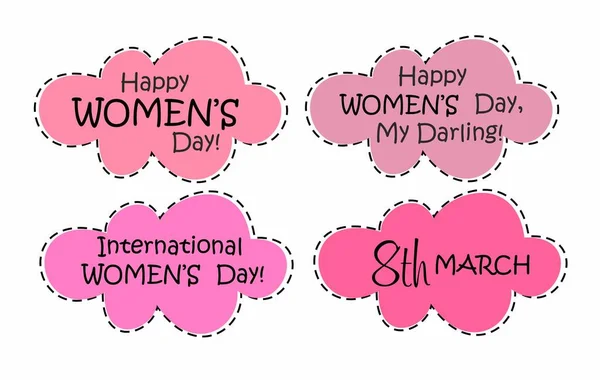 March 8Th Happy Women Day Congratulations Girls International Women Day — Stock Vector