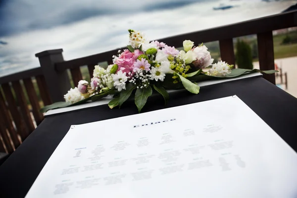 Outdoor wedding restaurant. List of tables. — Stock Photo, Image