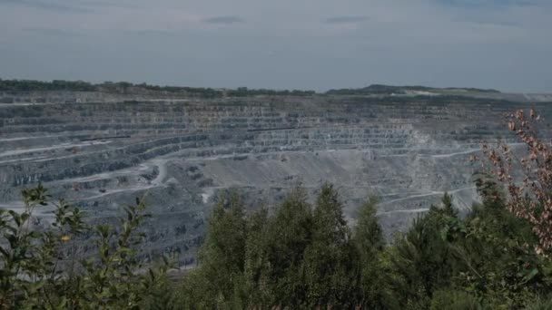 Asbestos Quarry Dump Truck Work Open Pit Dump Trucks Mining — Stock Video