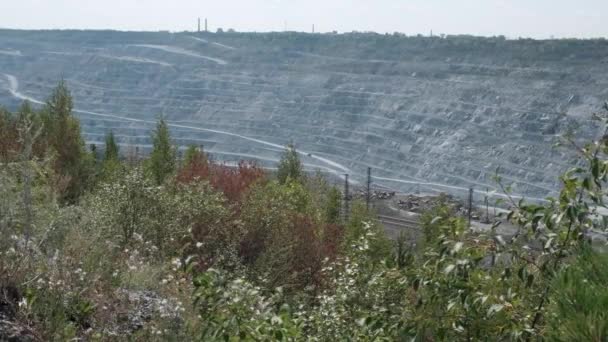 Asbestos Quarry Dump Truck Work Open Pit Dump Trucks Mining — Stock Video
