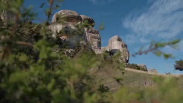 Rocks Summer Panoramic Views Green Mountains — Stock Video