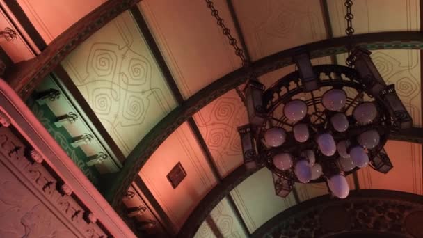 Baroque Chandelier Ceiling Frescoes — 图库视频影像