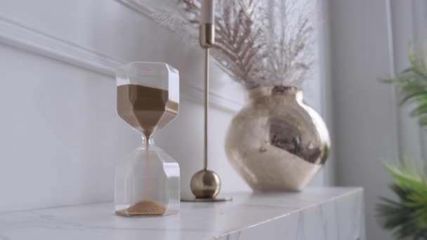 Sand Move Hour Glass Close Hourglass Clock Old Time Classic — Stock Video