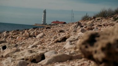  Sahildeki büyük beyaz deniz feneri