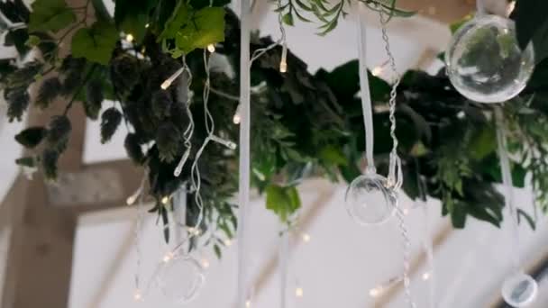 Ruang Perjamuan Dihiasi Dengan Bunga — Stok Video