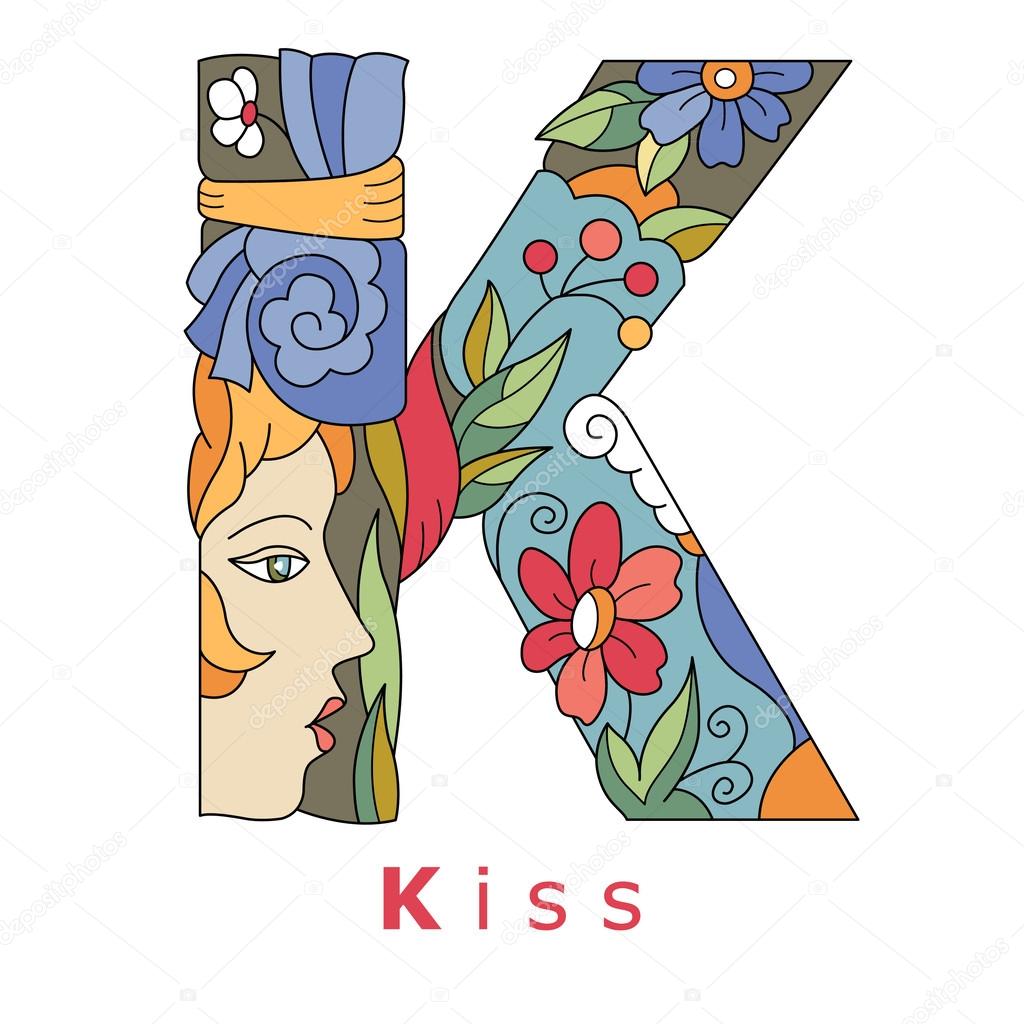 letter k kiss stock vector ol ozery 50825749 pretty letter k