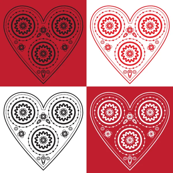 Conjunto con forma de corazón de encaje abstracto — Vector de stock