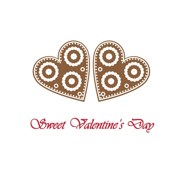 Элегантная открытка с пряничным сердцем на день святого Валентина Векторная Графика