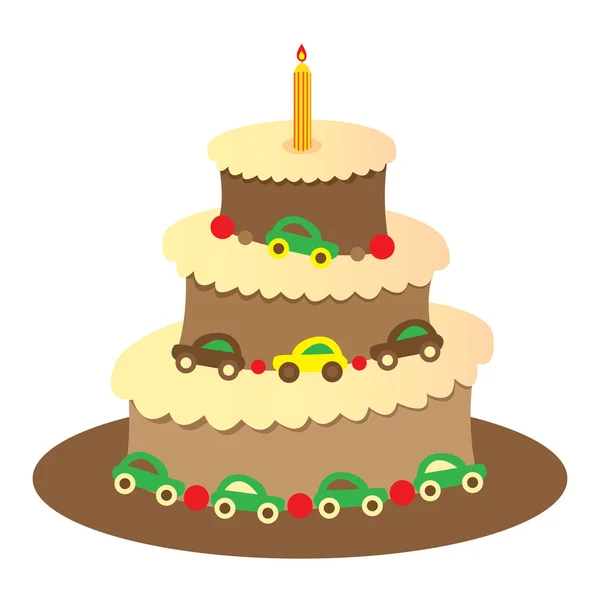 Большой круглый торт день рождения изолированы на белом фоне Стоковый вектор