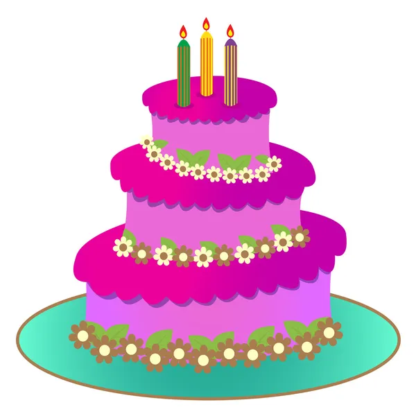 Большой круглый торт день рождения изолированы на белом фоне Стоковая Иллюстрация