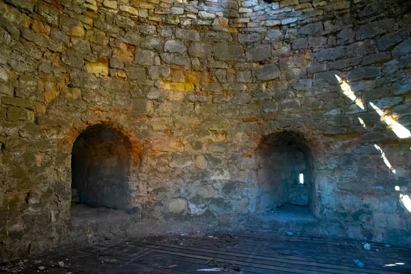 Tunnel Sous Sol Ancien Château Les Murs Pierre Prison Vieux — Photo