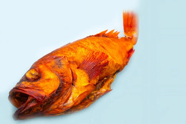 Hot Smoked Bass Fish Isolated White Background — Stock Photo, Image