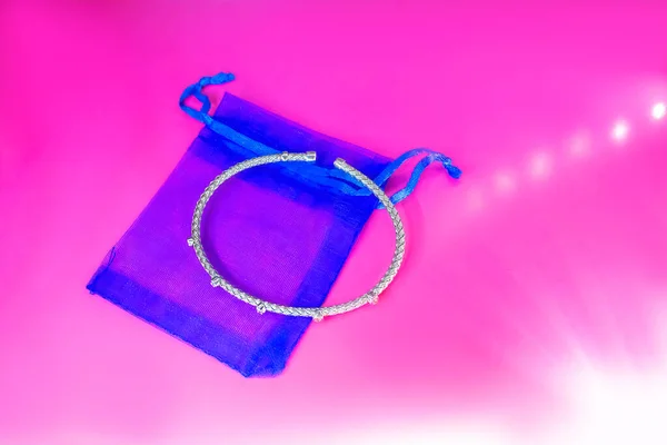 Luxury Silver Bracelet Jewelry Box — Stock Photo, Image