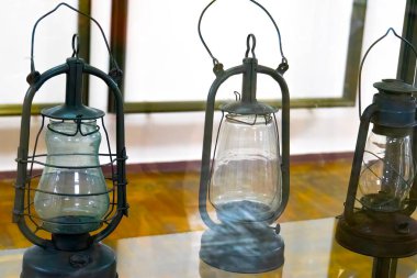 Vintage kerosene lamp on the table