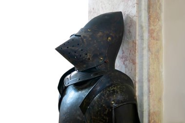 Brave armored knight with professional weapon fighting 