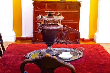 Tea from Samovar, vintage background