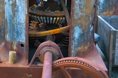 gears from old mechanism, rusty gears and winch mechanism 