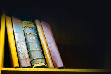 Kütüphanedeki kitaplıkta eski kitaplar